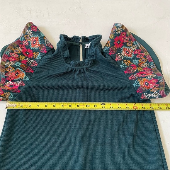 THML It's All You Teal Blue Embroidered Blouse Size XS - Picture 6 of 9